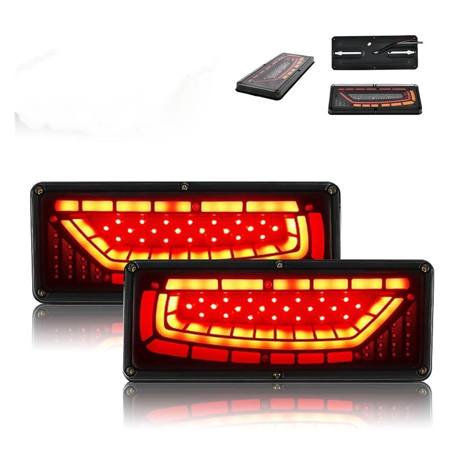 Genérico Faros Traseros Luces LED dinámicas 12/24V para camión señal giro trasera freno traseras lámpara marcha atrás remolque autobús, caravana, 2 uds Luz Izquierda