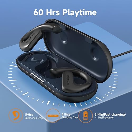 Miniatura 3 de OpenRock S Auriculares de conducción de aire de oreja abierta, Bluetooth 5.3 inalámbricos sobre la oreja, tiempo de reproducción de 60 horas, graves