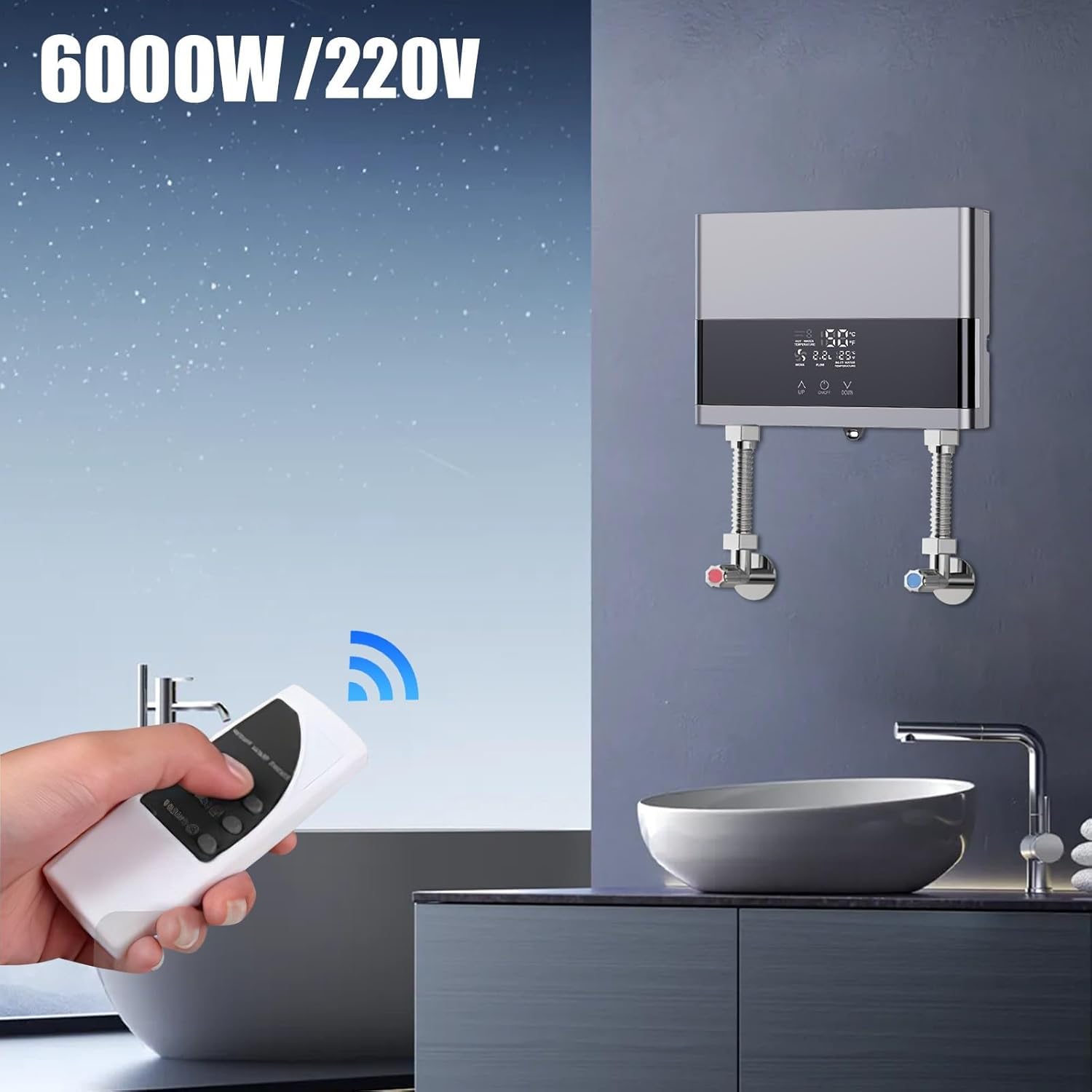 Scaldacqua Istantaneo Elettronico 6000W - Senza Serbatoio, Con Indicatore LED, Per Cucina E Bagno, 220V