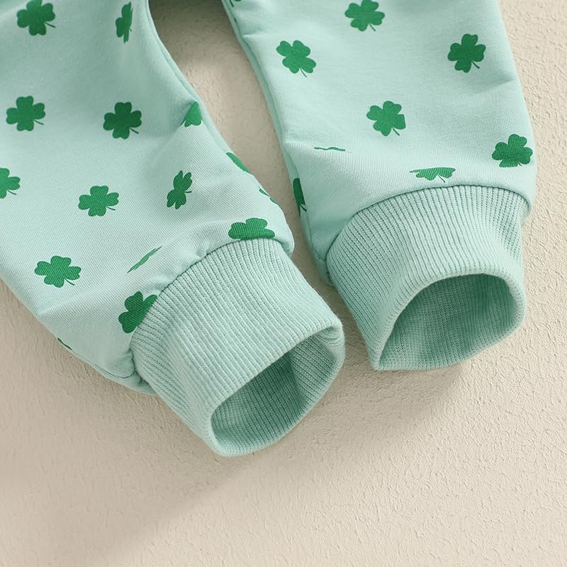 Ledy Champswiin St Patrick's Day Baby Toddler Girl Clothes Four Leaf Clover Sweatshirt Top Solid Jogger Pants Outfits - Image 7
