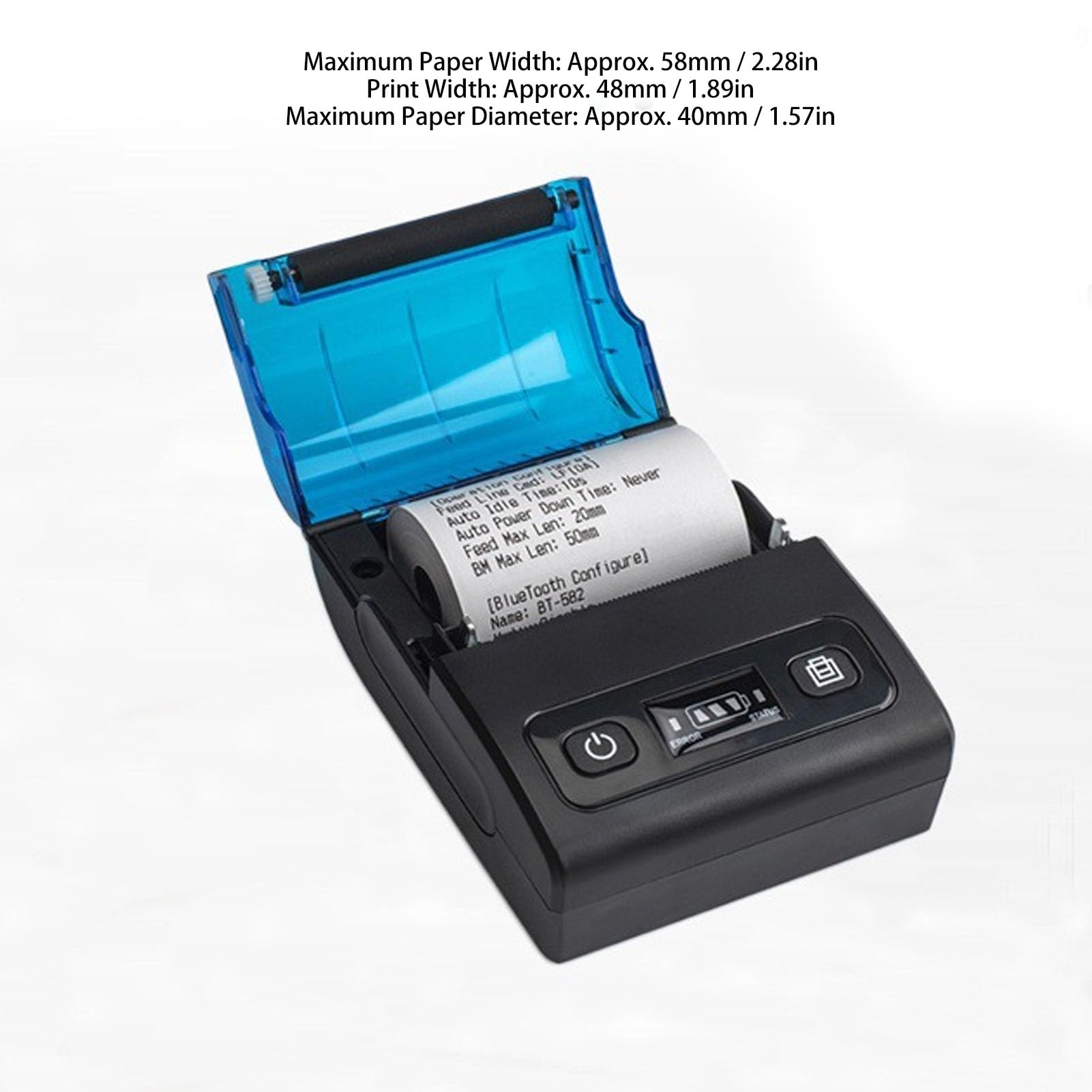 Pilipane Impresora de recibo térmico portátil Mini Bluetooth 58 mm Soporte multilingüe Impresora térmica móvil para restaurantes Tiendas minoristas ABS 1500mAh Batería