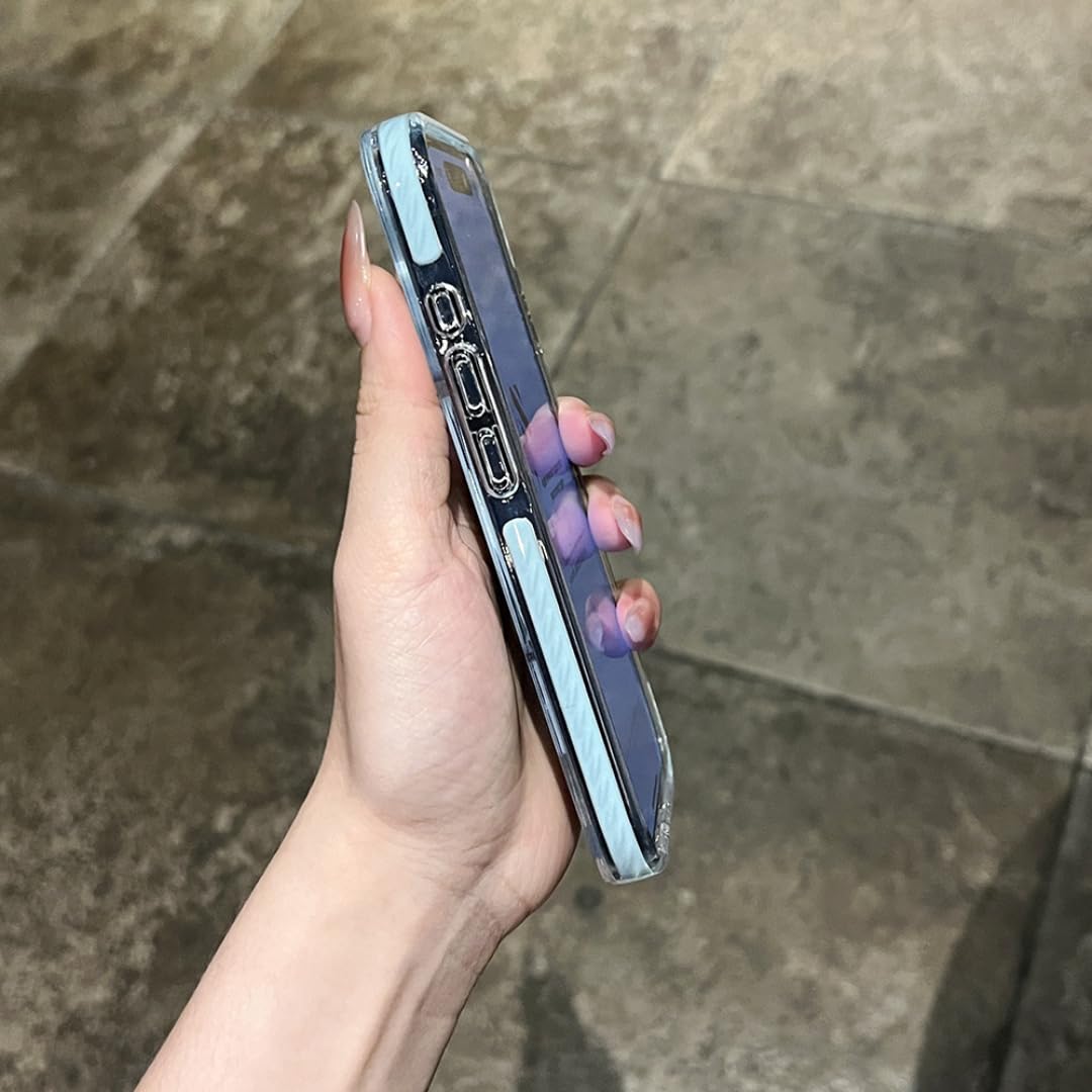Für iPhone 14 Plus Luxuriöse, transparente, weiche, kabellose, stoßfeste TPU-Bumper-Schutzhülle mit Trageband (für iPhone 14 Plus/Pink)