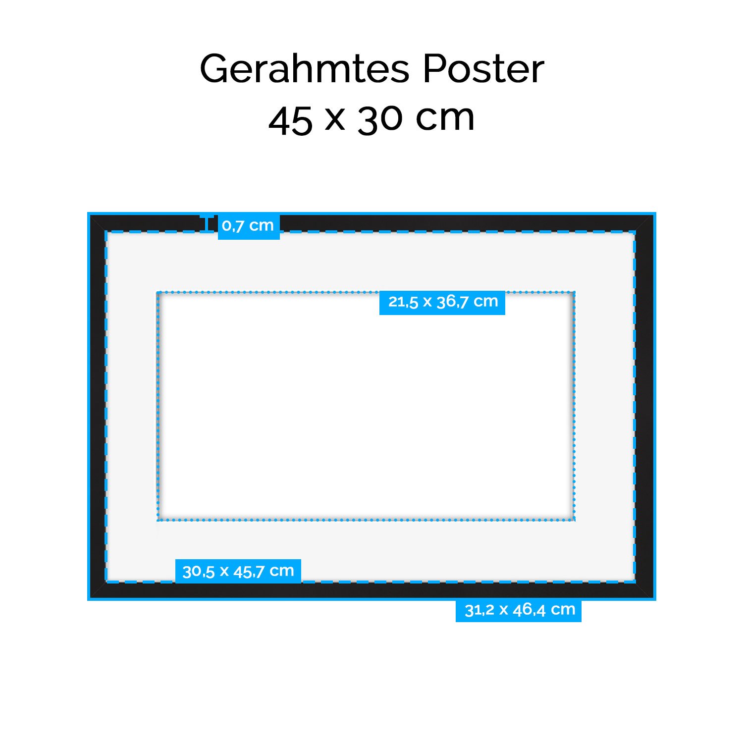 artboxONE Poster mit Rahmen Gold 45x30 cm Kassel Germany Skyline von Michael Tompsett - gerahmtes Poster