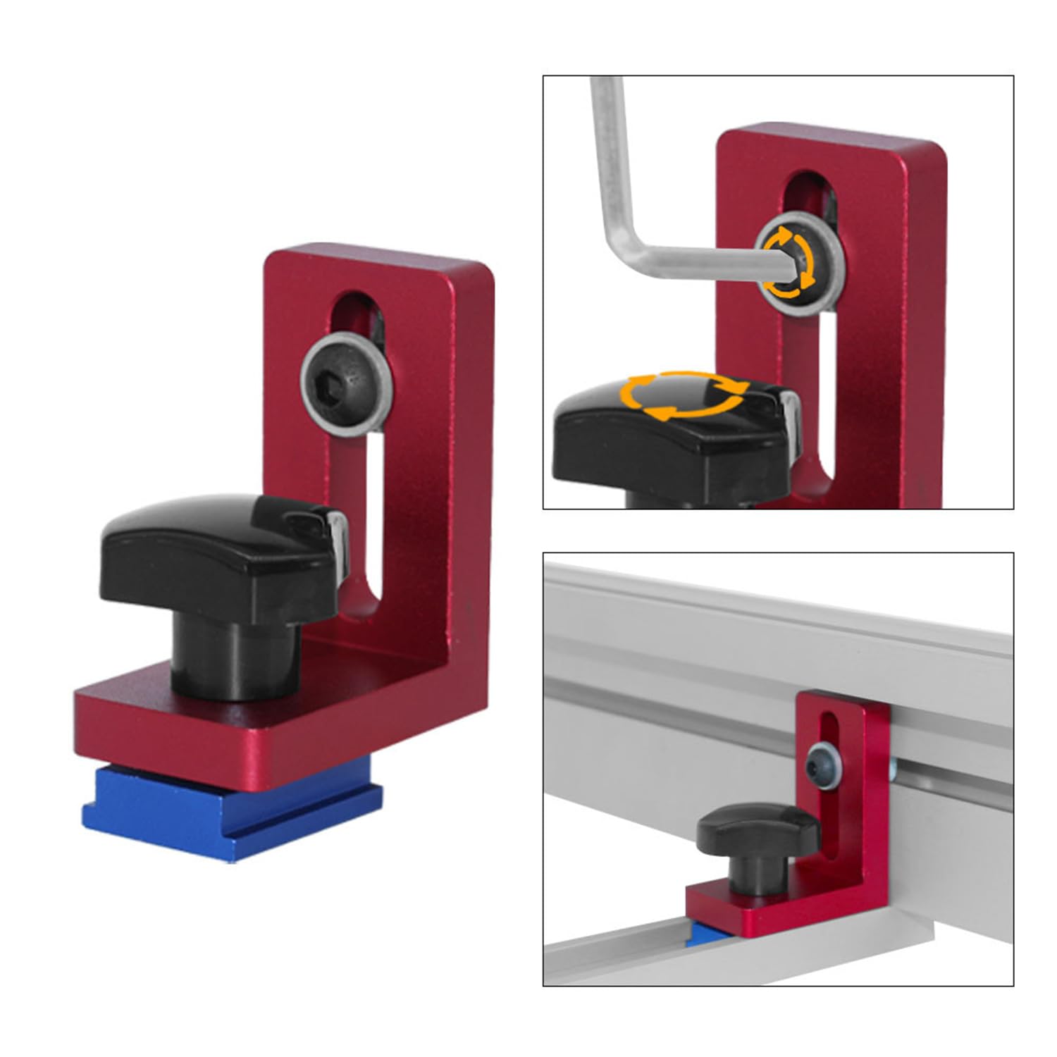 Fermascivolo Per Guide A T - Limitatore In Alluminio Per Lavorazione Legno, Tipo 75mm - Foto 12
