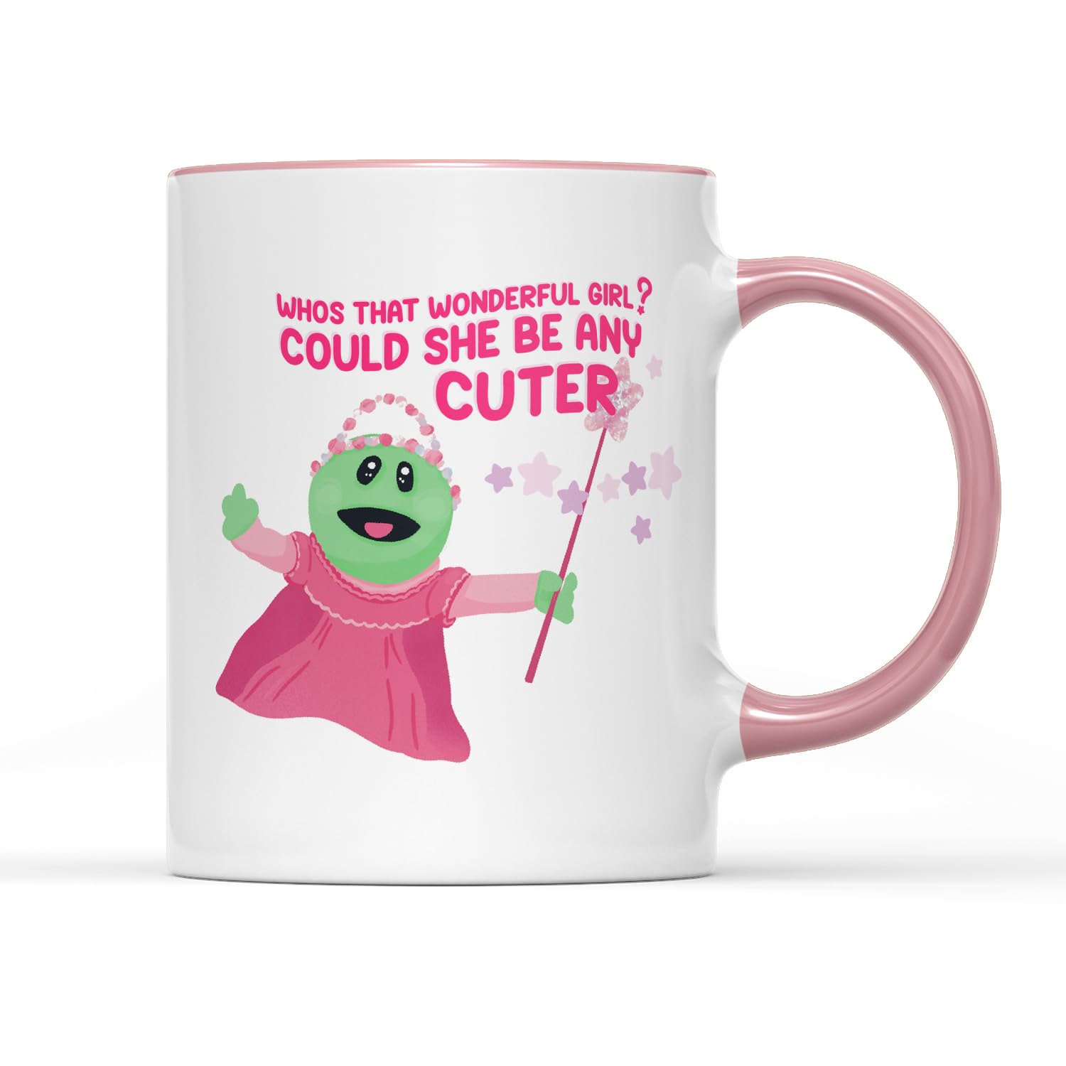 Willow Gifts Who's That Wonderful Girl? Could She Be Any Cuter Mug Tea Coffee Cup - Funny Nanalan Meme Princess Mona Valentines Day Kids TV Show (Pink Handle)