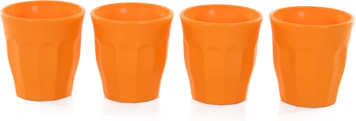 Mintra Home Unbreakable Cups and Tumblers 4pk (Bold Collection) (Saffron, Cup 175ml