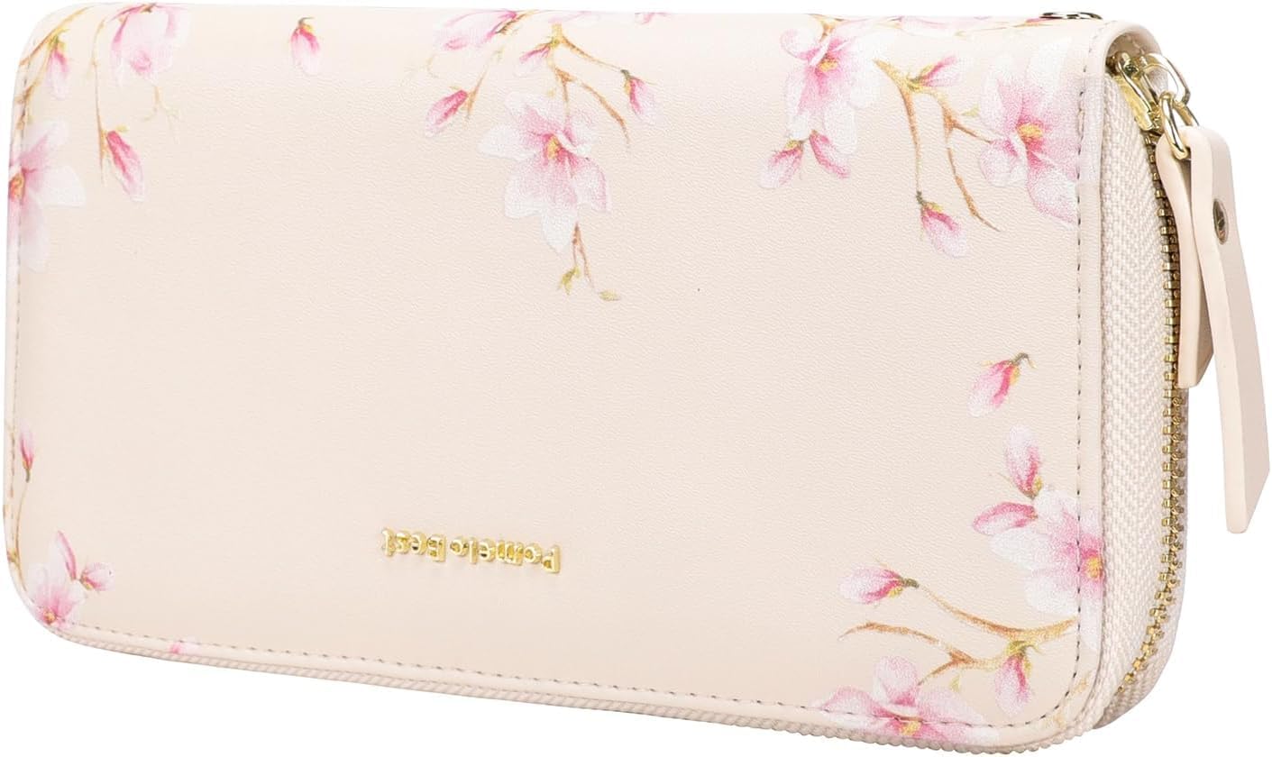 Pomelo Best Womens Wallet RFID Blocking Leather Multi Credit Card Large Capacity Wristlet Zip Around Long Wallets for Lady
