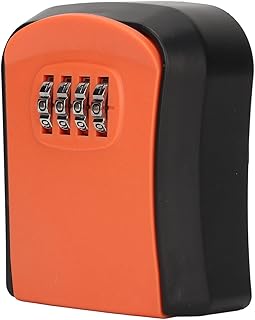Key Lock Box Wall Mounted Resettable 4 Digit Combination Lockbox for House Keys Realtors Garage Spare 5 Keys Capacity (Orange)