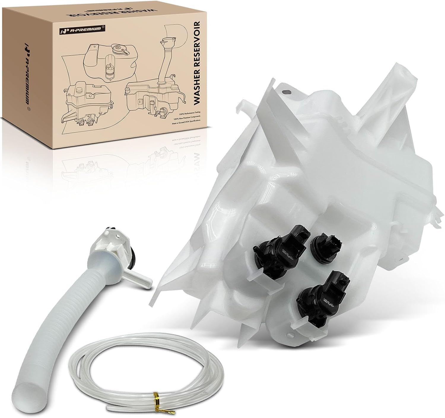 A-Premium Windshield Washer Reservoir Compatible with Select Toyota Models - RAV4 2006 2007 2008, with (Cap/Washer Pump/Hose/Filler Neck/Fluid Level Sensor/Bracket) - Replace# 8531542240-PFM