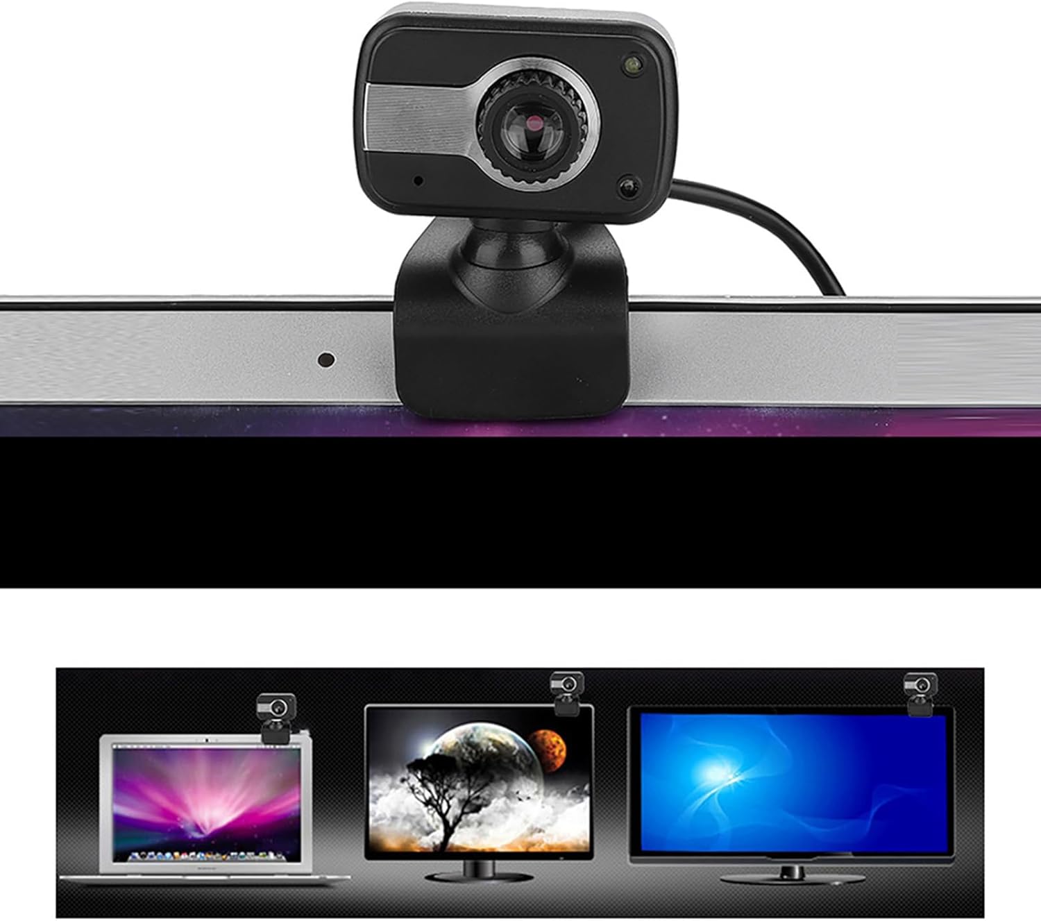 USB Webcam for Laptop, 12 Million Pixels PC Camera, Built in Microphone, 360 Rotation for Video Calling Recording Live Streaming Desktop, Plug and Play