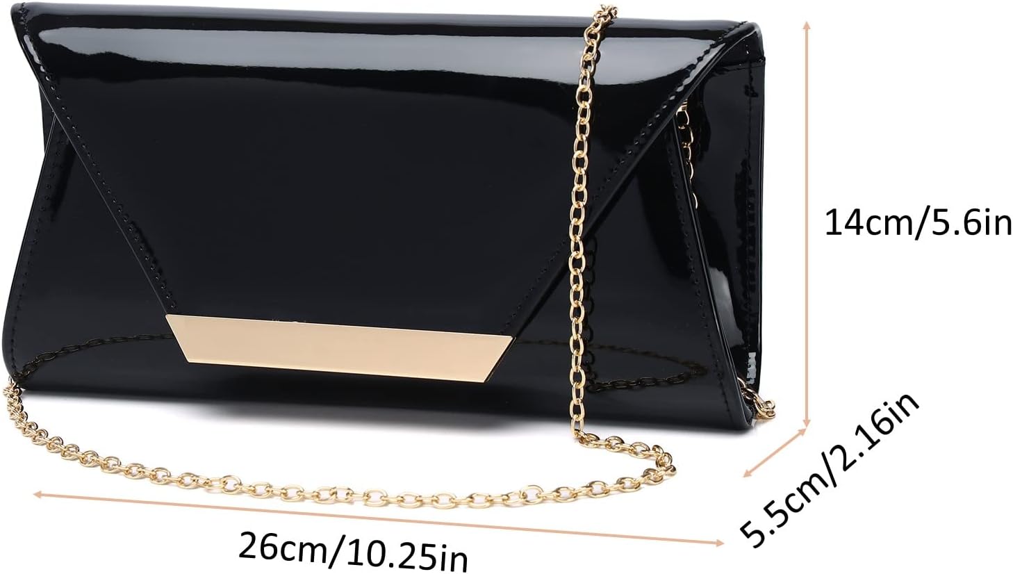 Patent Leather Envelope Clutch Womens Evening Handbag Stylish Shoulder Bag Purse for Christmas Wedding Party Prom - Image 4