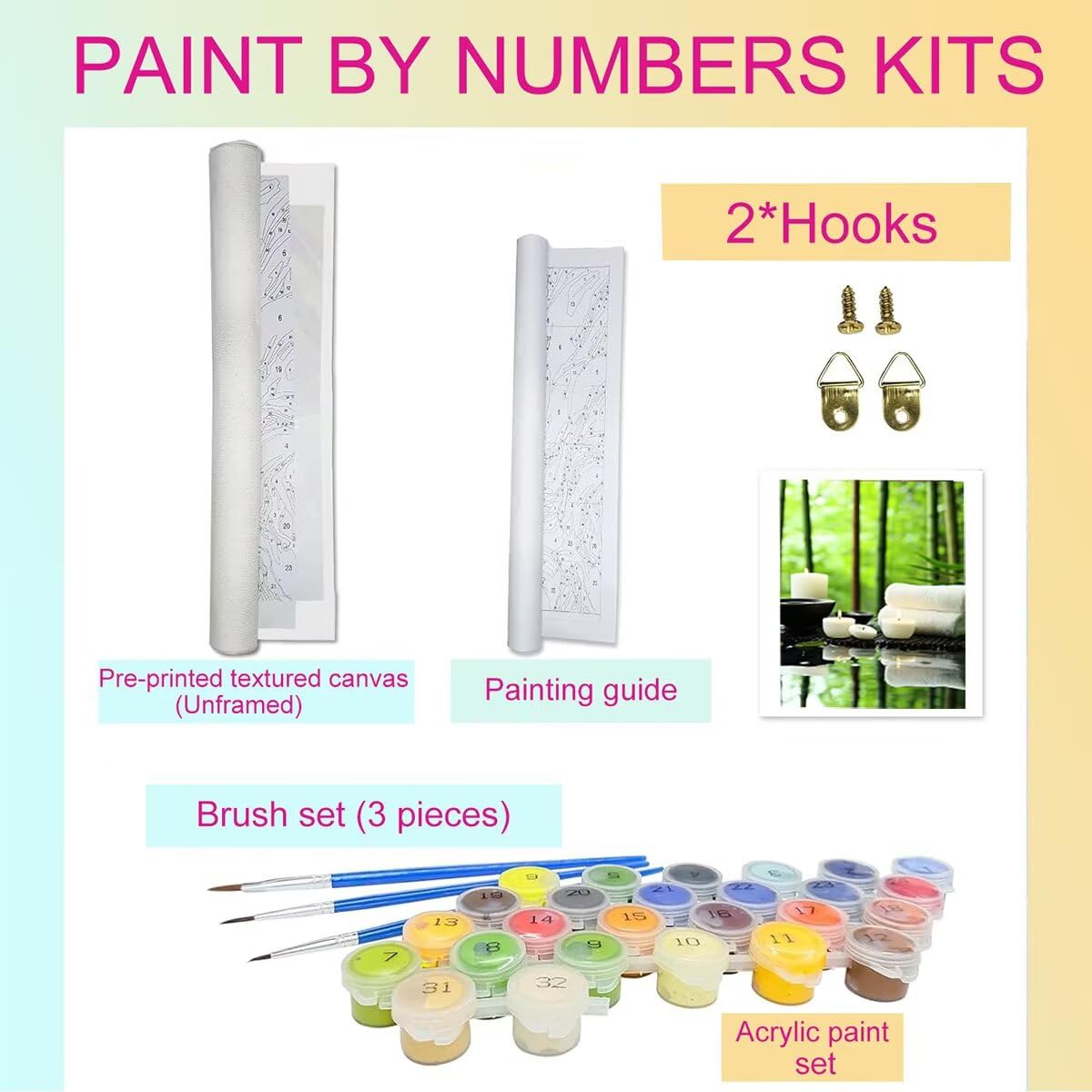 Dipingere con i Numeri Candela, Paint by Numbers Adulti Paesaggio, Fai da te Creativi Adulti Quadri da Dipingere Numerati Kit per Decorazione Della Parete di Casa, Regalo 70x95 cm Senza Cornice 77-6
