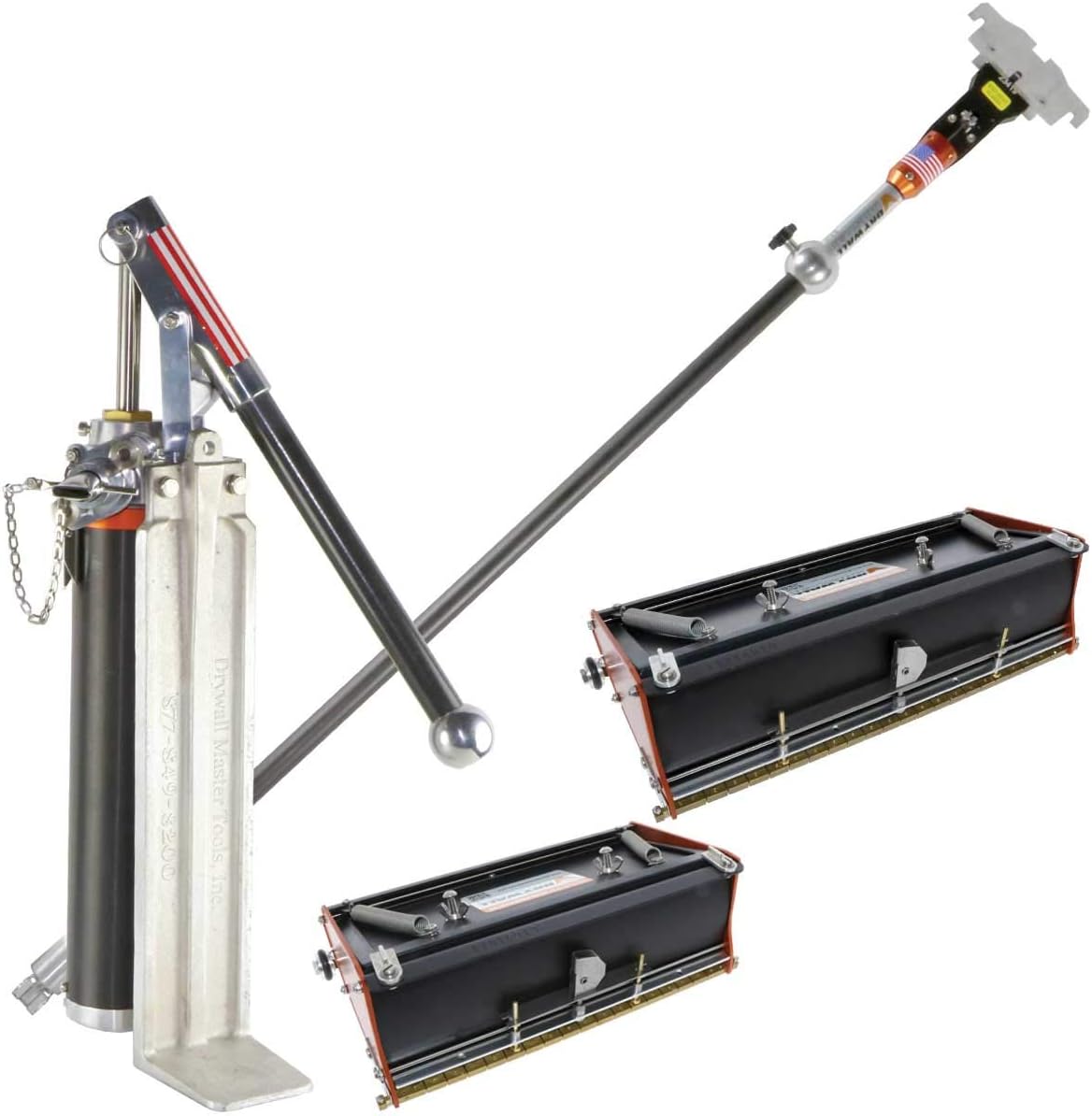 Drywall Master Professional Flat Box Combo Set - 10" & 12" Boxes, Handle, Pump, Box Filler Valve