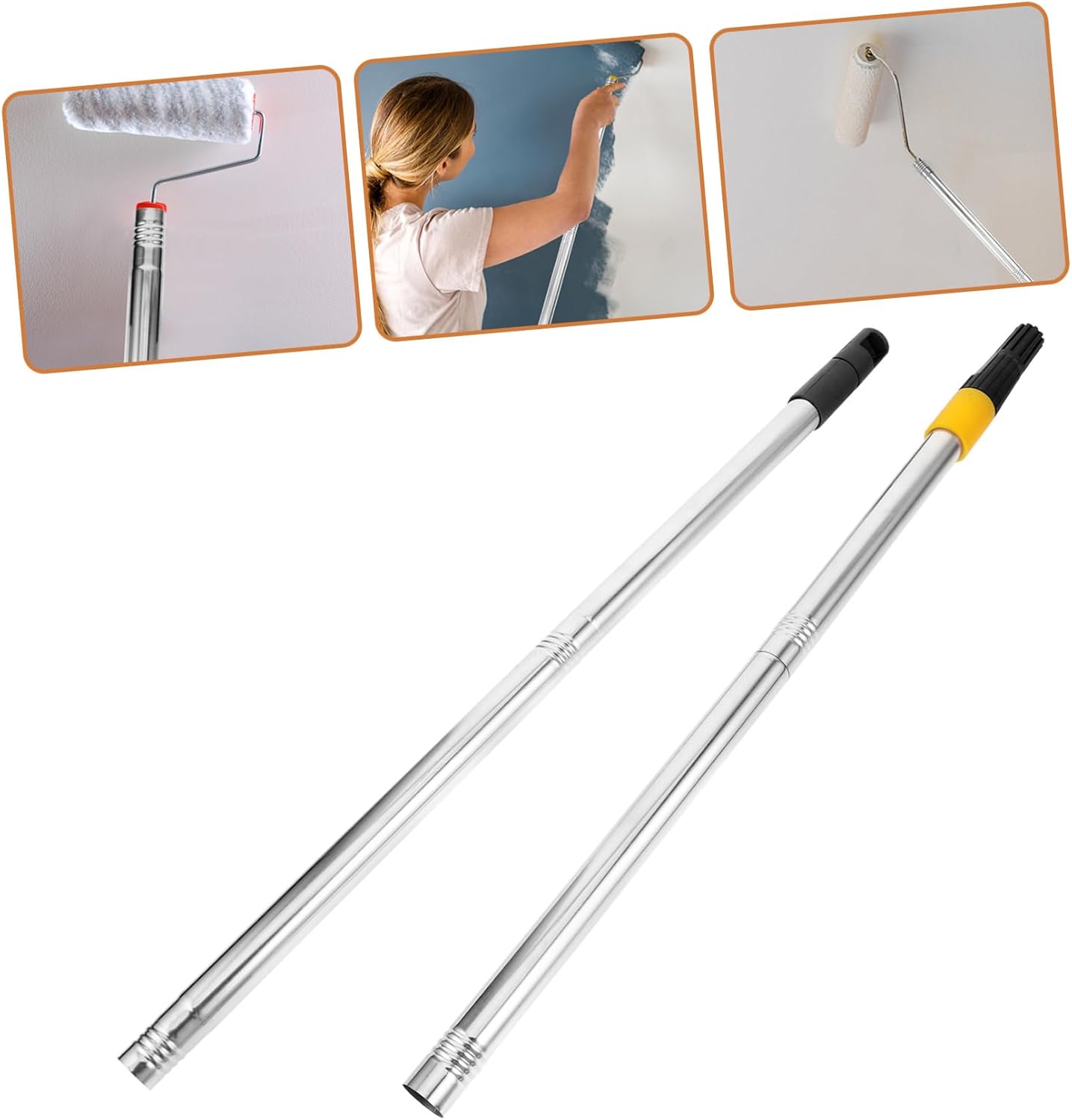 ORFOFE 1 Set Stainless Steel Paint Roller Extension Poles Sections Roller Poles for Home and Office Painting Needs Easy to Install Threaded Design