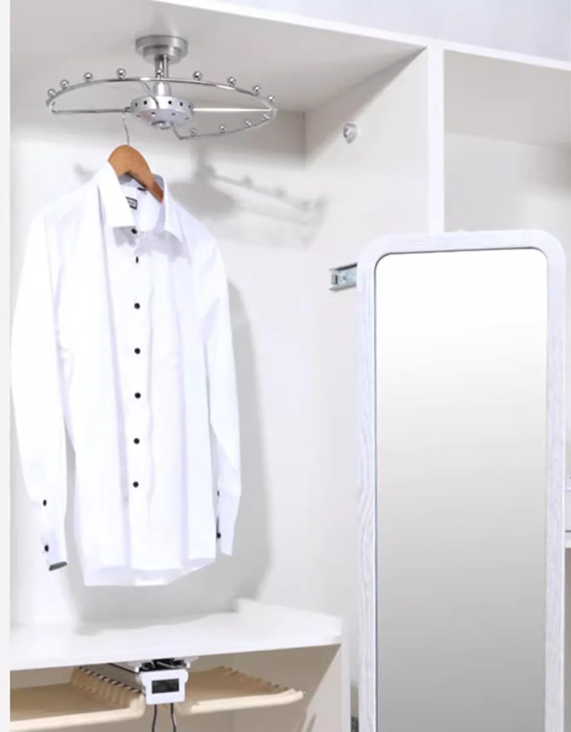 Closet Rod Corner Rotating Closet Rod Hangers Bracket, Heavy Duty Cloakroom Clothes Racks for Hanging Clothes, 42/52 Cm Ceiling Mount Garment Organizer Pole(Black,52cm(20 1/2"))