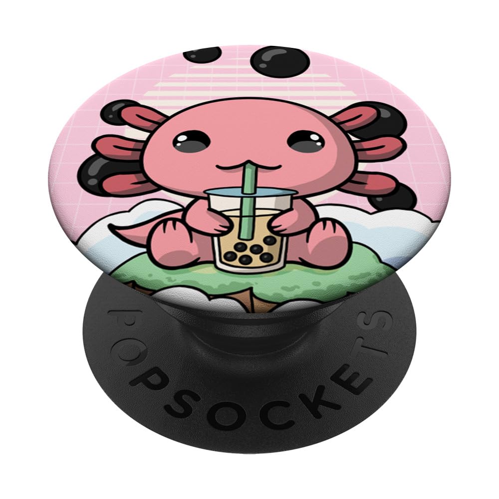 Kawaii Axolotl Bubble Boba Milk Tea Japanese Aesthetic PopSockets Adhesive PopGrip