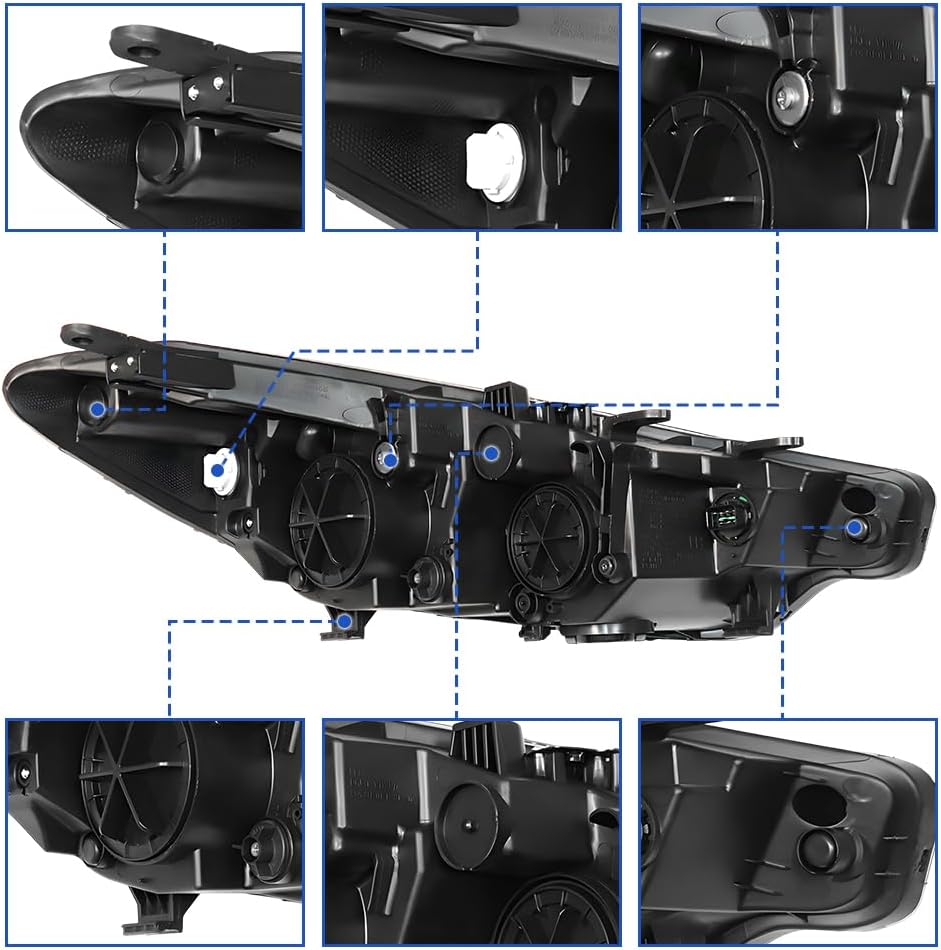 For 2014 2015 2016 Kia Forte | Forte Koup | Forte5 Halogen Driver and Passenger Side Headlights Headlamps Assembly Replacement Chrome Housing Clear Lens