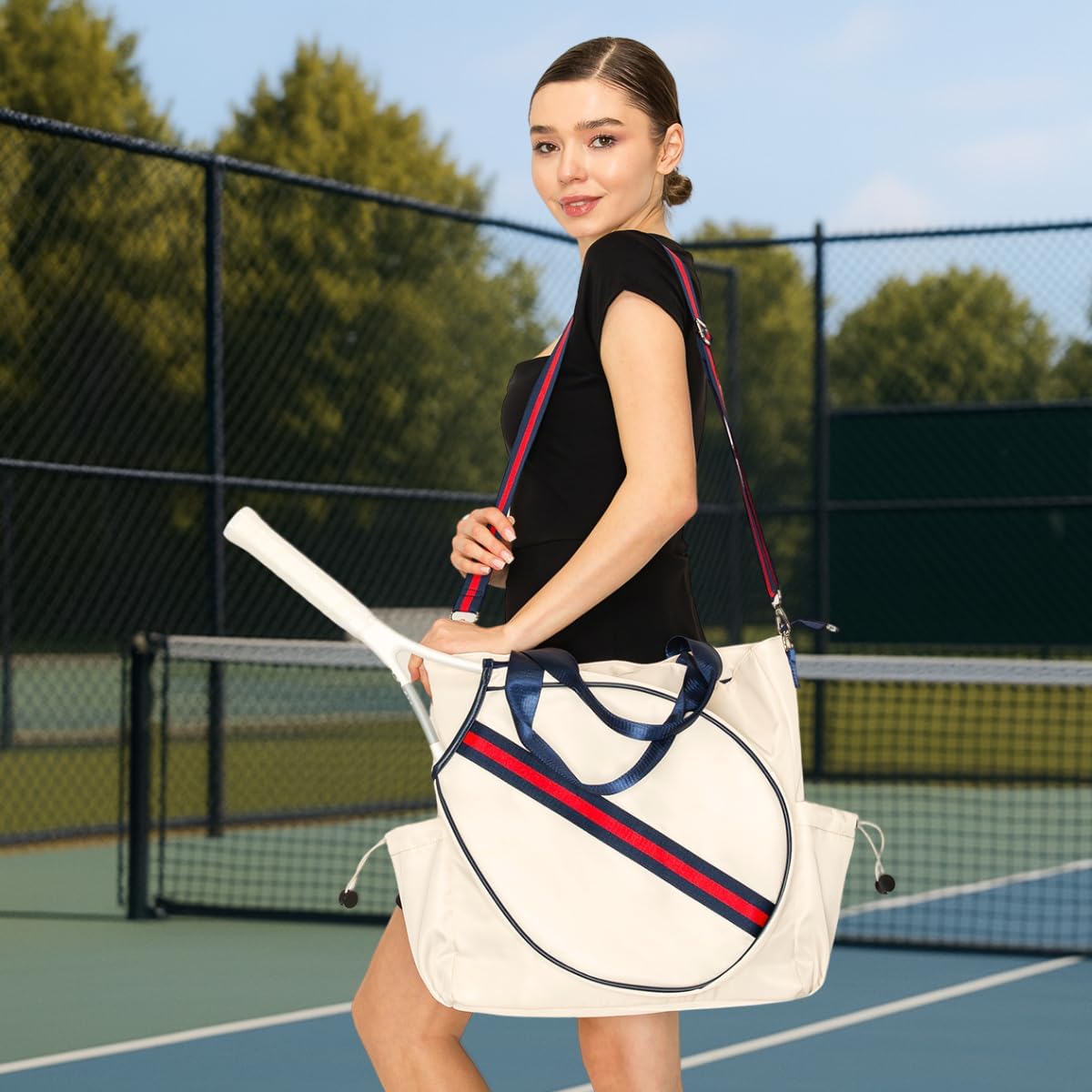 Tennis Bag for Women Racket Tote, Stylish Backpack - Unisex Racquet Sports Pickleball Bag Convertible Shoulder, Crossbody Strap Large Compartment