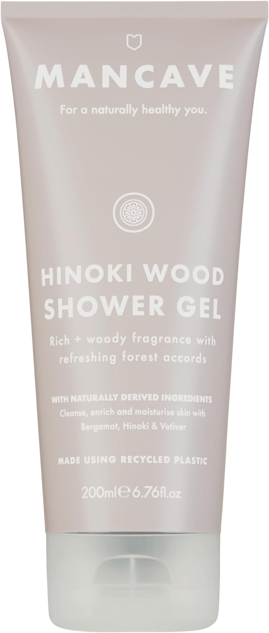 Hinoki Wood Mens Shower Gel, 200 ml, Body Wash, Natural Ingredients, Vegan and Cruelty-Free, Warm Woody Shower Gel for Men with Hinoki Cypress, Bergamot, Vetiver, Body Wash for Men