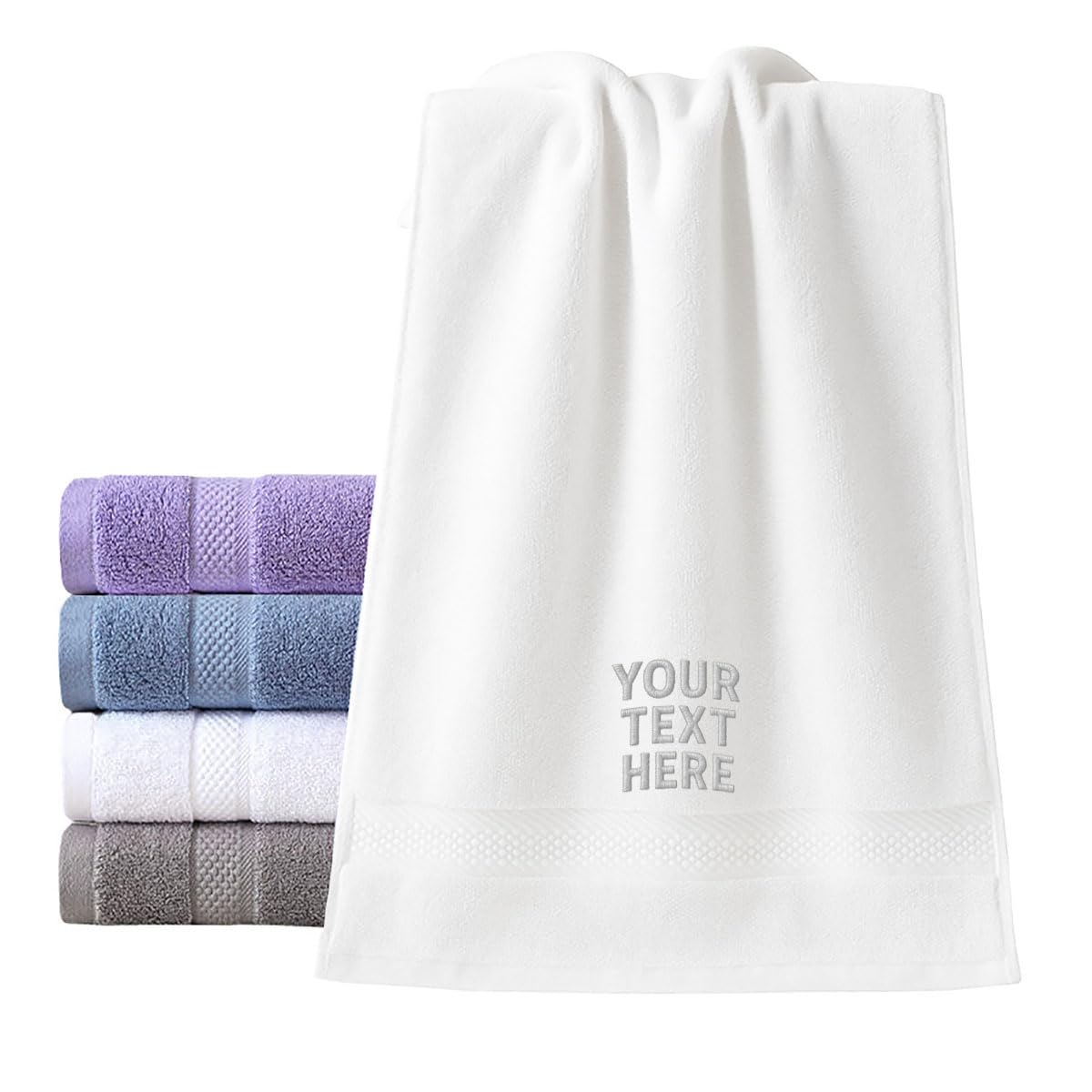 Van Der Linn Personalised Embroidered Custom Name Towels Face Cloth Hand Towel Gift Bathroom (White (75x34cm))
