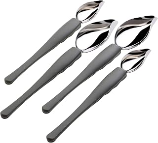 Plating Spoon, 4Pcs Chocolate Drizzle Spoon Candy Making Supplies, Stainless Steel DIY Plating Tool for Cooking, Decorating for Decorative Plates, Cake, Dessert (2 Sizes)