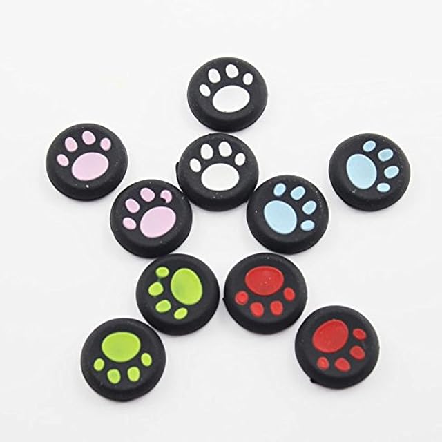 Poignée en silicone Bouchon de fermeture de poignée Bouchon pour Sony PS3 PS4 PS2 Xbox One Xbox 360 Xbox One X S PS4 Pro Imprimé de chat mince (10 PCS)