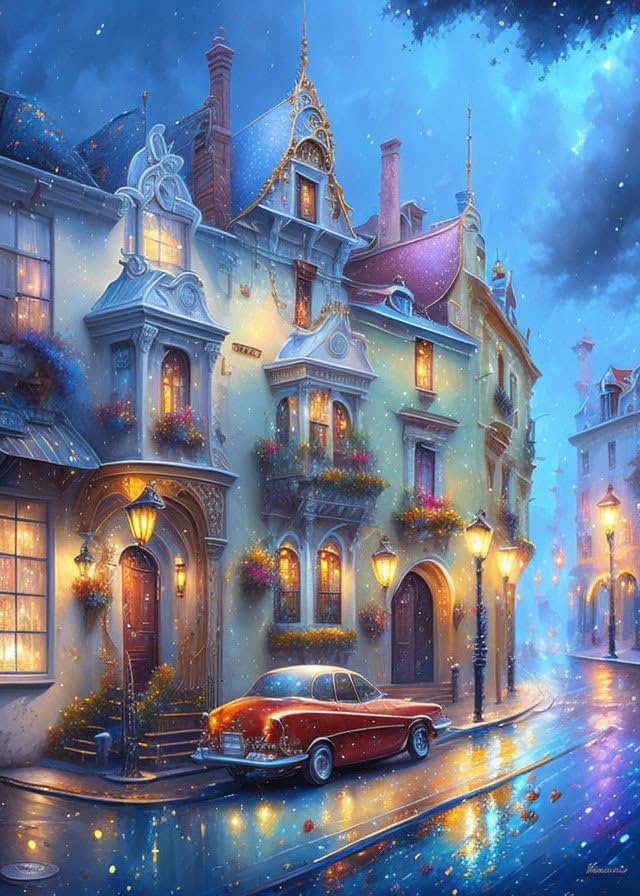 Poster mural sur toile Meechi A Charming Street a Garden 50x70 cm pour décoration de maison