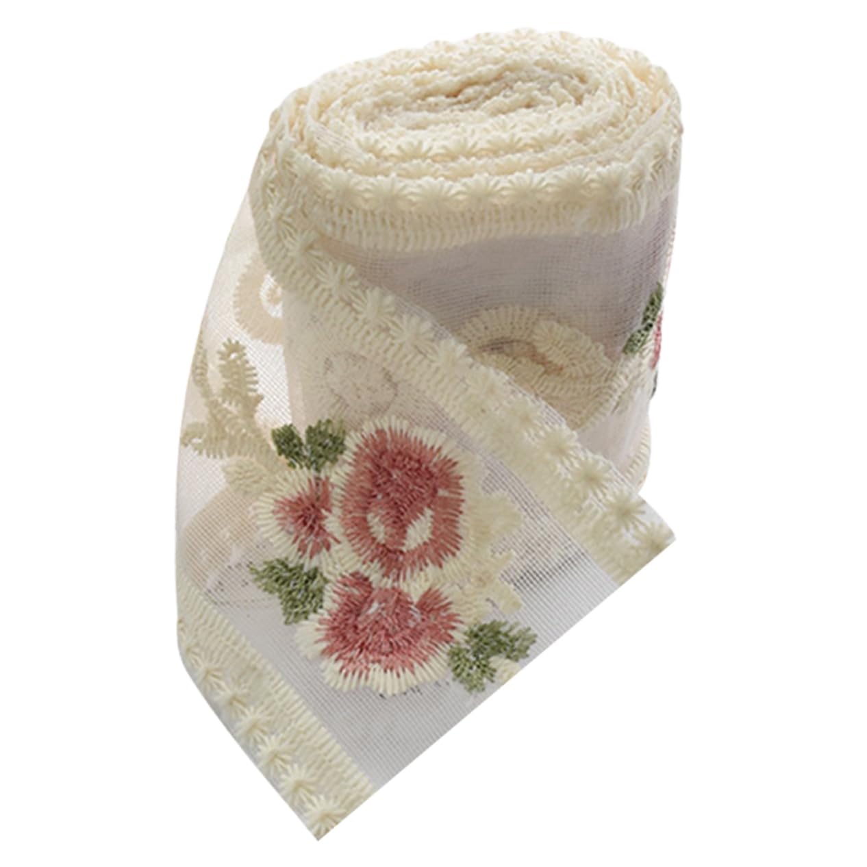 STOBOK 5rollos Cinta De Encaje Bordado Rosa Para Materiales De Accesorios Para Cabello y Tocados Metros De Encaje Decorativo Para Bodas y Manualidades