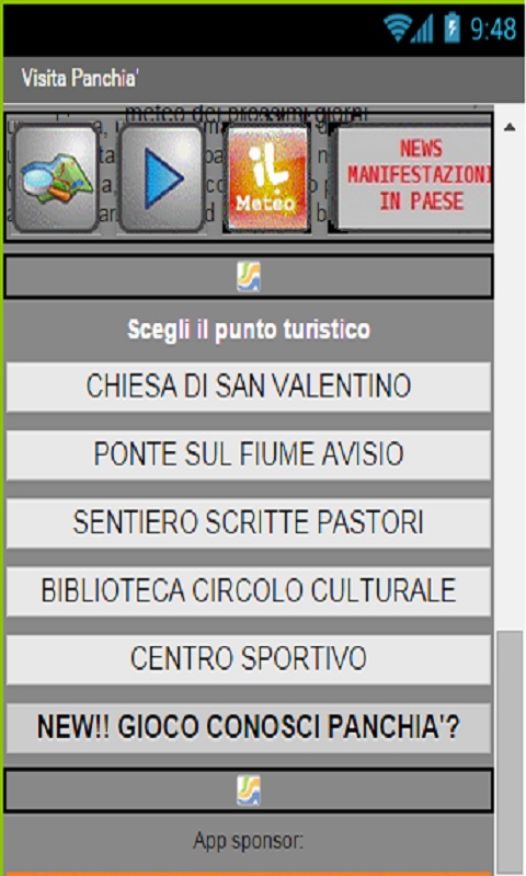 Schermata della newgioco app che mostra l interfaccia di gioco