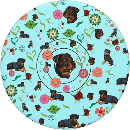 Miniatura 3 de Rottweiler patrón en azul increíble para amantes de los perros hombres y mujeres PopSockets intercambiables PopGrip