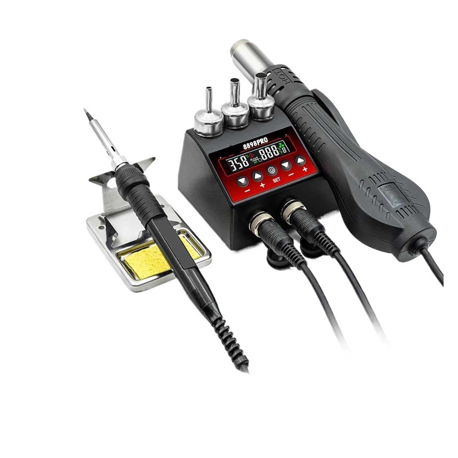 Estación de soldadura, Estación de soldadura 8898Pro 2 en 1, pistola aire caliente, soldador LCD digital for teléfonos móviles, SMD, BGA, IC, reparación, herramientas(8898Pro 6)