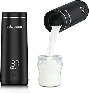 Baby Brezza SuperFast Superschneller tragbarer Muttermilch- und Wasserwärmer für die Reise Schwarz – 67% schneller – Kabellos & wiederaufladbar über USB-C – Edelstahl – 4 Temperaturstufen – 270 ml