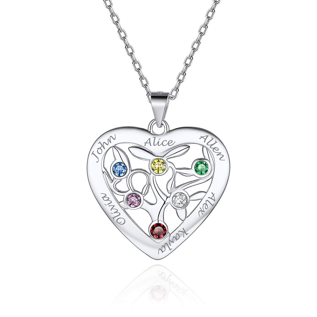 Custom4U Collar Personalizado Mujer Arbol de Vida Colgante con Nombres y Circonitas Personalizados Regalo Familia