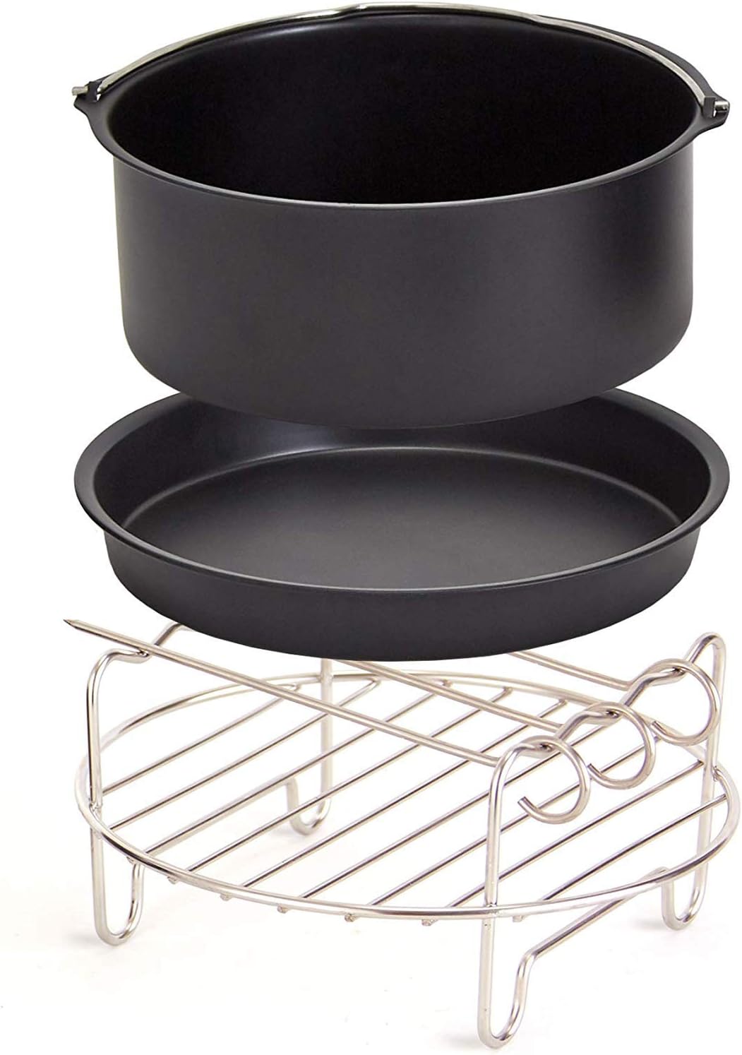 Dash Compact Air Fryer Accessories - Multi-Purpose PTFE Nonstick Accessories Kit - Easy-to-Clean & Space-Saving Design - Includes Pizza Pan, Baking Dish, Skewers & Cooking Rack