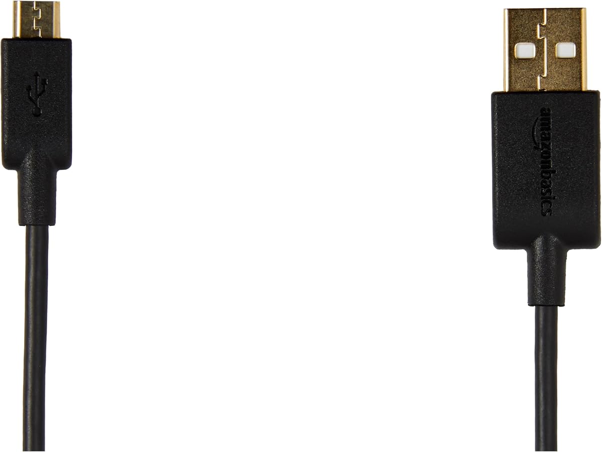Amazon Basics USB-A to Micro USB Charging Cable, 480Mbps Transfer Speed with Gold-Plated Plugs, USB 2.0, 0.9 m, Black — view 2