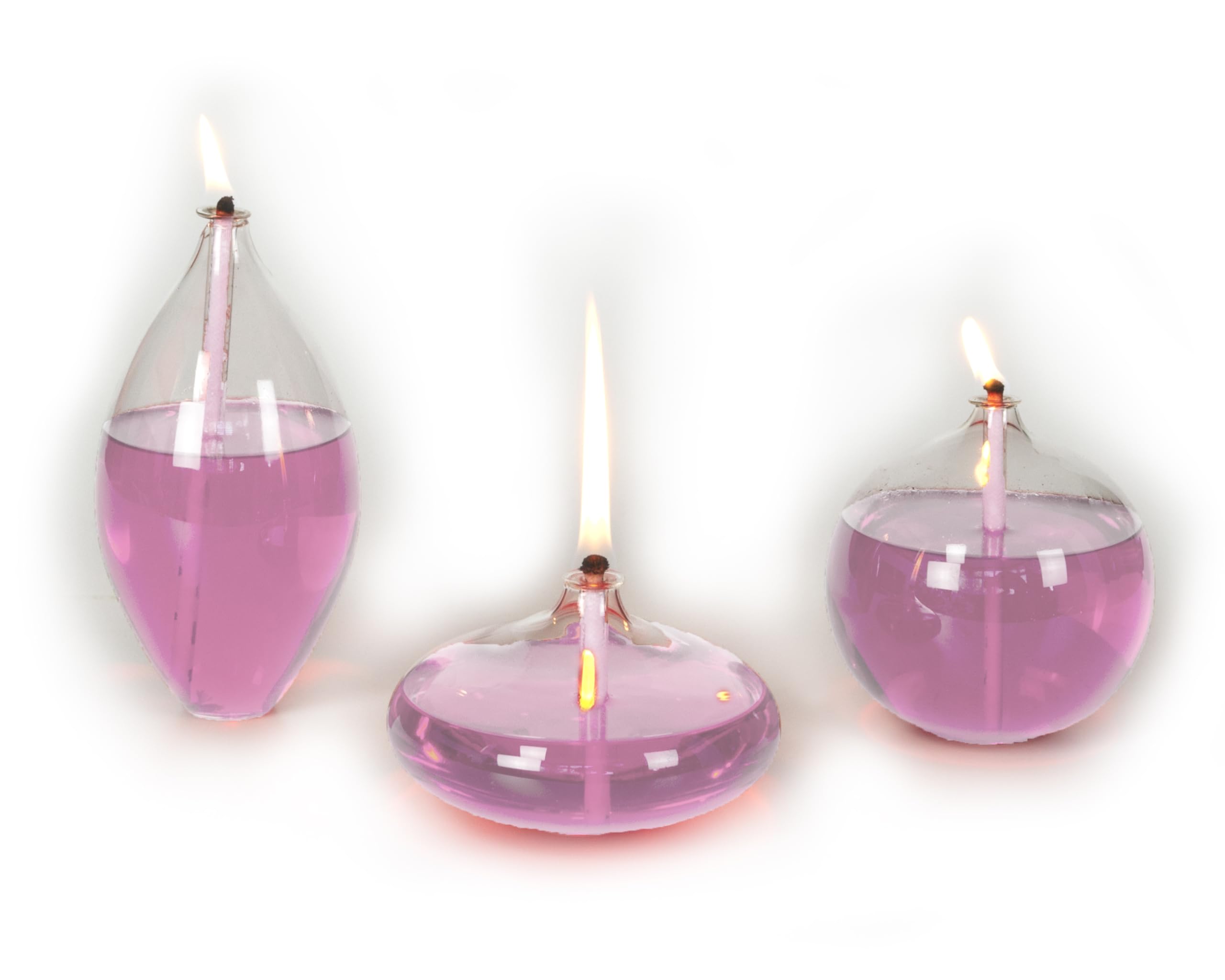 Handmade Glass Oil Lamps, Eden Set Transparent (Rose)