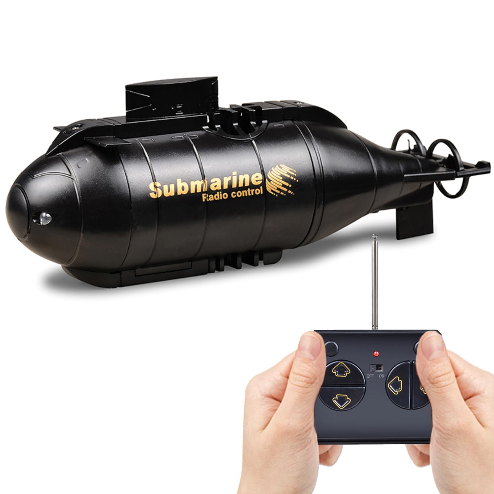 Mini Submarino Teledirigido Niño, 2,4G Barco RC Sumergible con Luces LED 6 Canales, Barco Submarino Gira 360, Juguete Agua Control Remoto Eléctric Niños en Piscina Verano, Regalo niños 6 a 12 Años