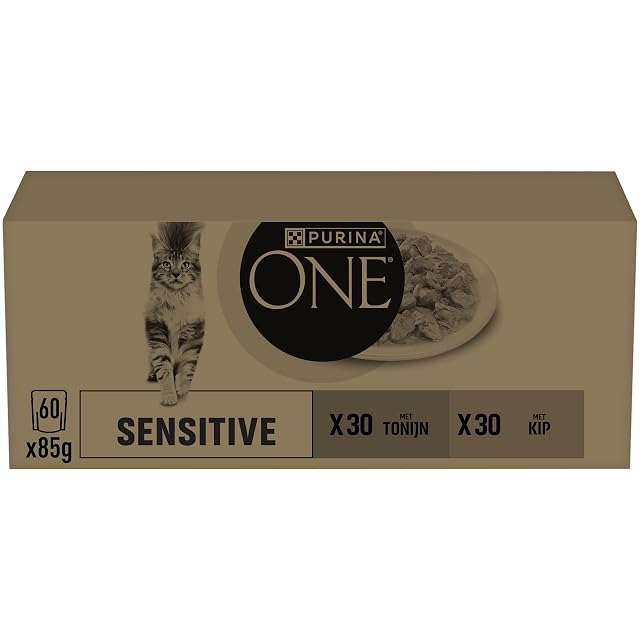 Purina One Sensitive - Comida húmeda para Gatos Adultos, 60 bolsitas de 85