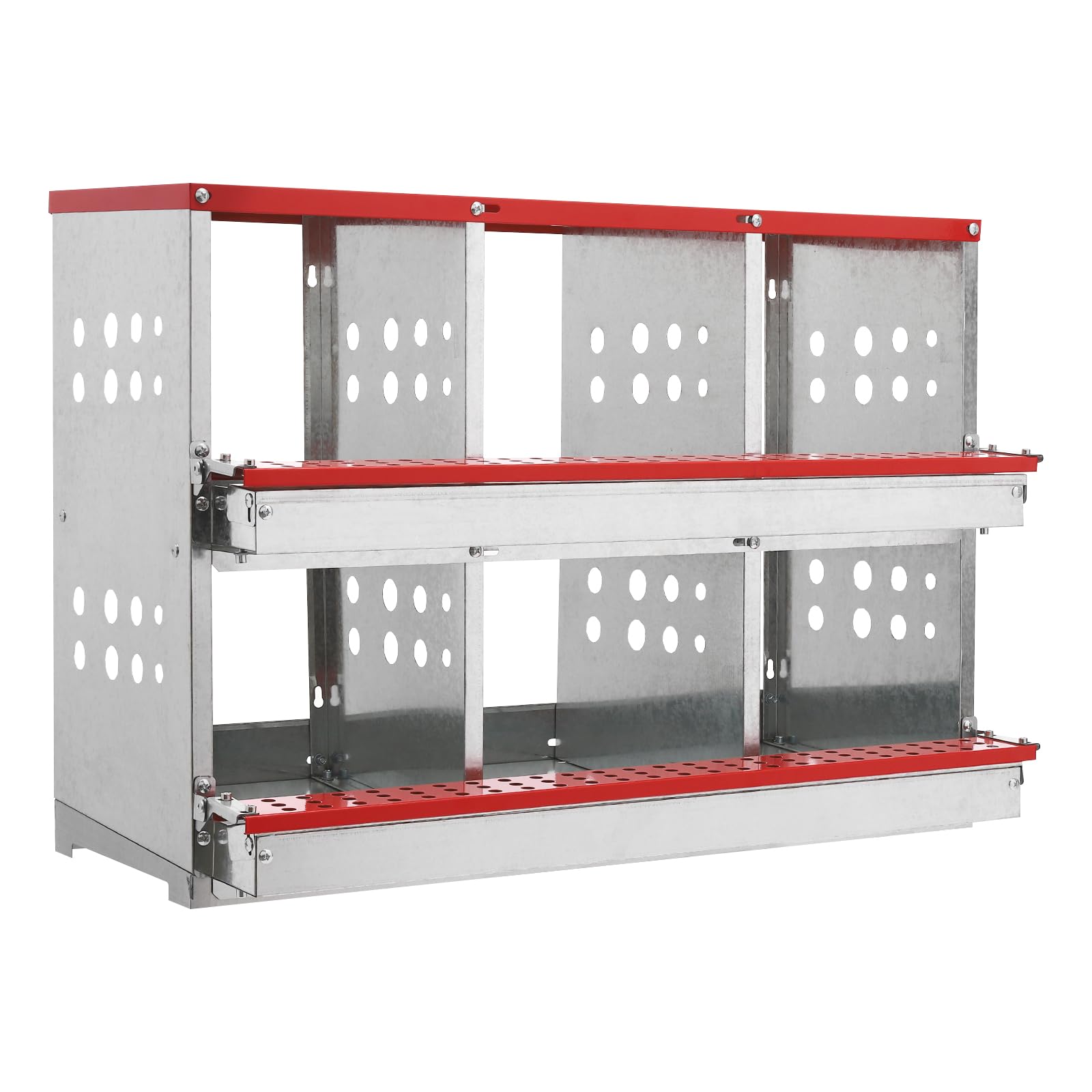 OUKANING Nido para 6 gallinas con 6 compartimentos y orificios de ventilación, cámara de colocación de chapa galvanizada, 84 x 42 x 62 cm