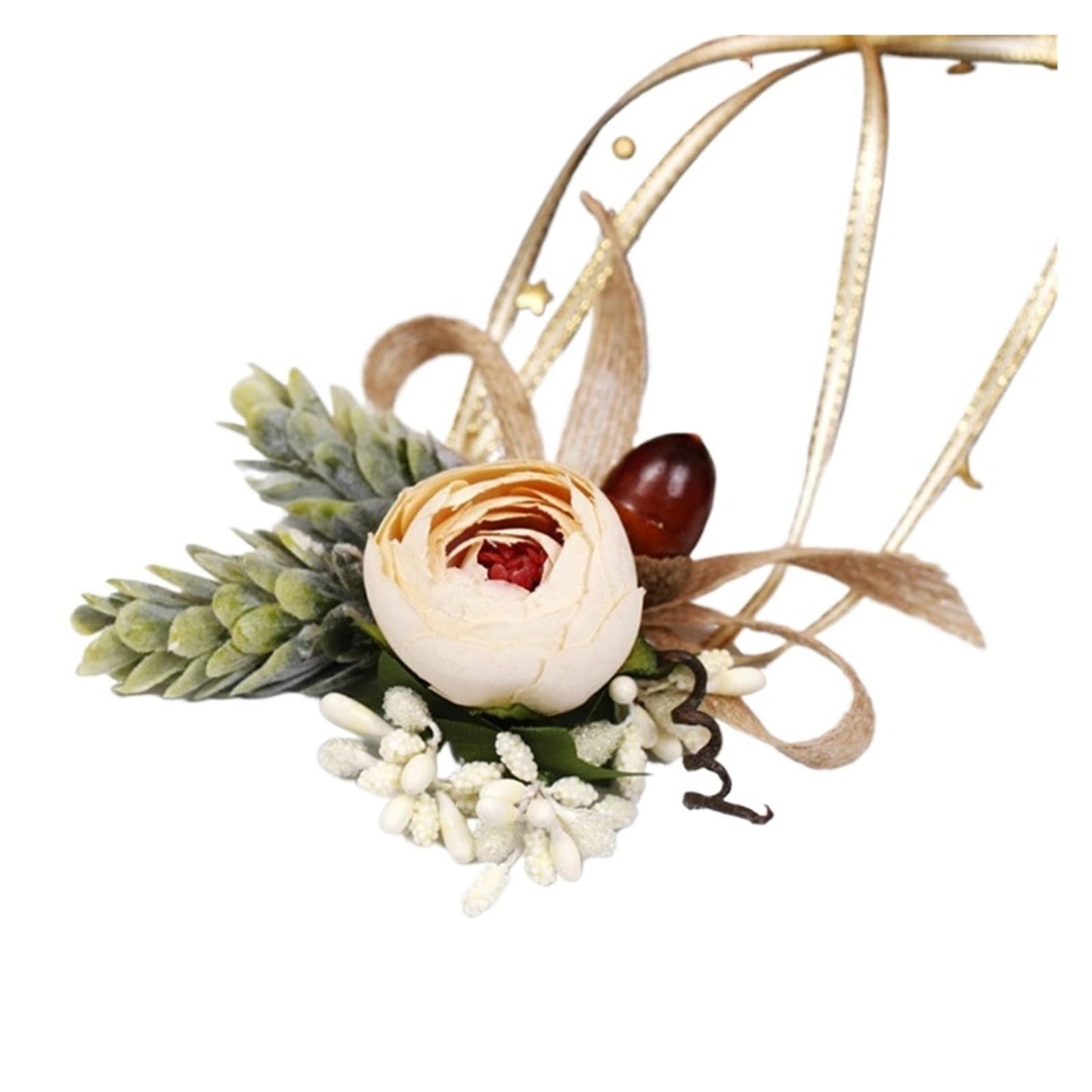 EEfpxwtz Prom corsage wrist flower， 2pcArtificiRoseCorsageLinenBowWristBrBrsmaidBoutonniereWeddingPromPartyAccessories(A-wrist Flower)