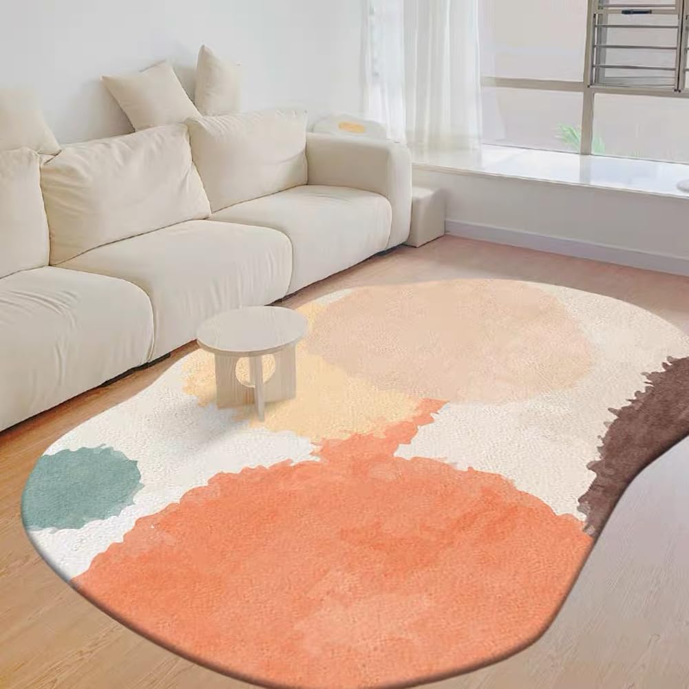 YUURO Irregular Floor Mat for Home/Office/Dining Room,Extra Large Desk Mat Hardwood Floor Area Rugs,Short Pile Luxury Chair Desk Pad,Easy Clean Floor
