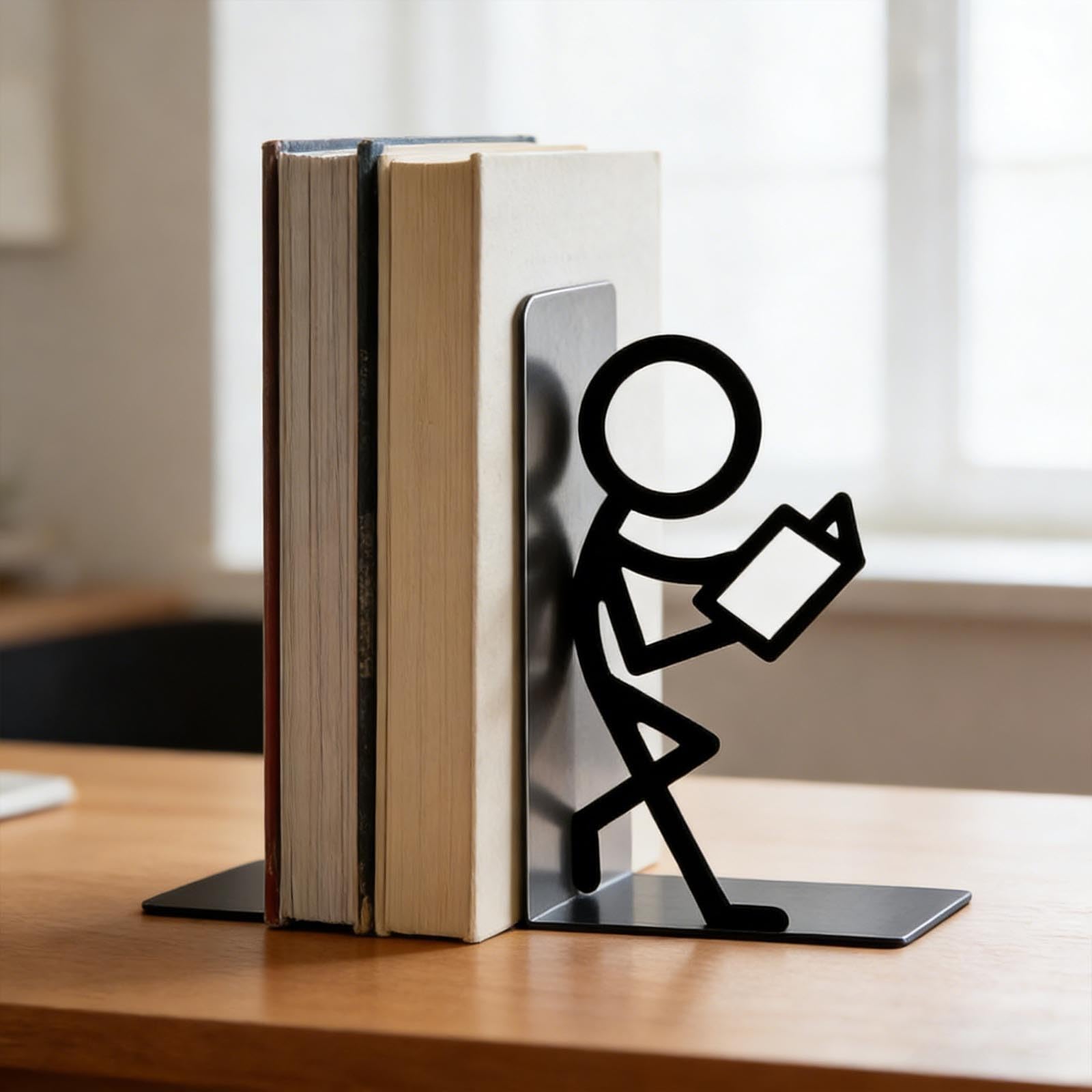 Buchstützen aus Metall, dekorative Buchstützen für Büro, Schule, Bibliothek & Schlafzimmer, einzigartige Geschenke für Leser, Buchliebhaber, Bücherregal-Zubehör, stilvolles Stützpaar