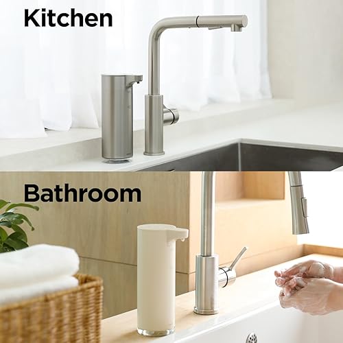 Miniatura 9 de mooas Dispensador automático de jabón espumoso, acero inoxidable, sin contacto, recargable, manos libres, 9.4 onzas (plata)