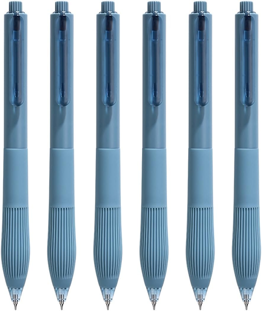 Gel Pens 0.5mm, Black Ink, Quick Drying, 6 Count, Retractable RollerBall Pens (Blue)
