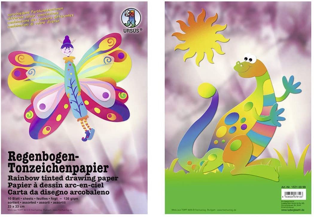 URSUS 15210099 Regenbogen-Tonpapier-Bastelmappe, (B)230 x (H)330 mm