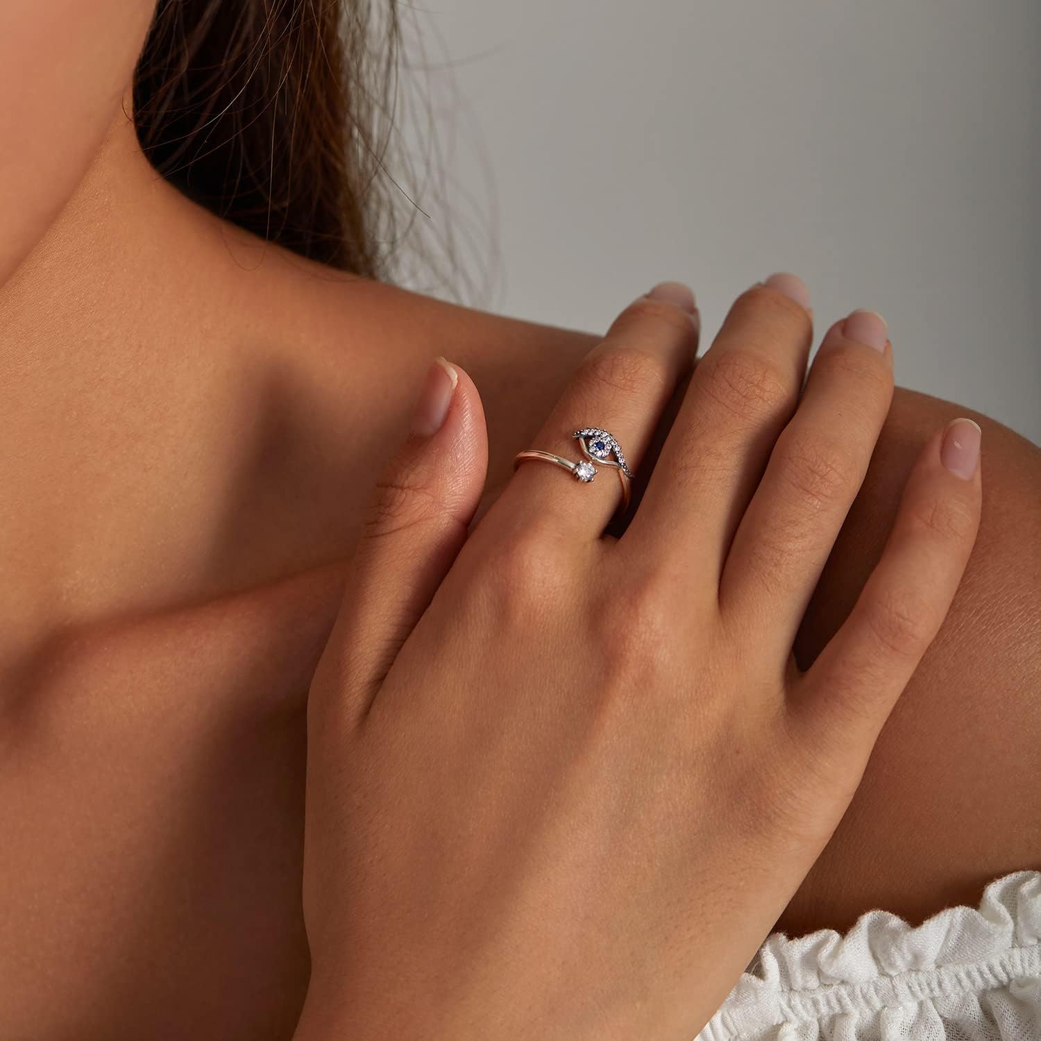 WOSTU Adjustable Animal Ring for Women Open Silver Dog Paw Fox Chameleon Dragon Snake Leaf Eye Stackable Dainty Ring Hypoallergenic Daily Wear Fashion Jewelry - Image 3