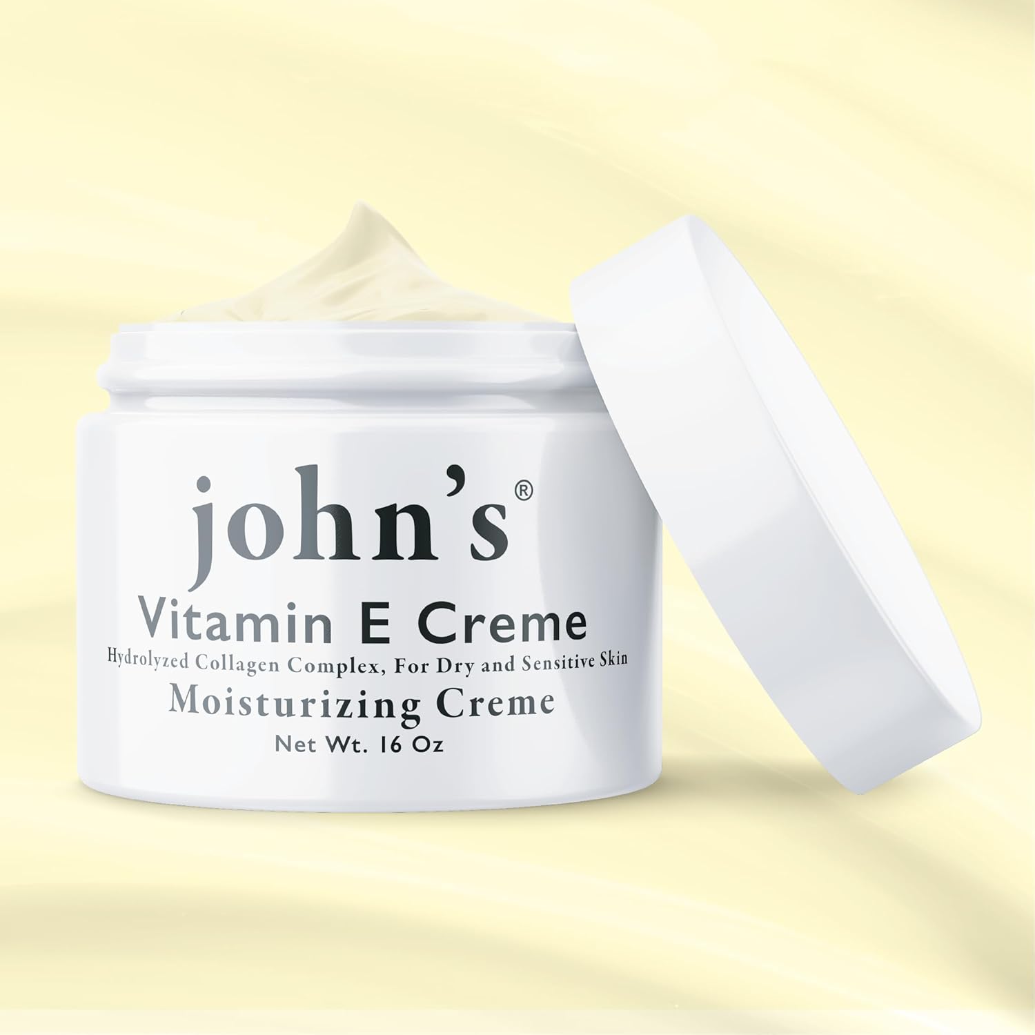 John's Vitamin E, A & D Collagen Cream – 16 oz Aloe-Enriched Moisturiser for Face & Body – Nourishing Vitamin E Skin Cream for Dry, Sensitive Skin - Image 8