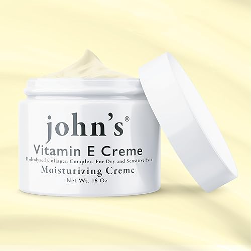 Miniatura 8 de John's Hidratante de vitamina E, A y D, crema para la piel de 16 onzas con colágeno hidrolizado y aloe para piel seca y sensible, crema vitamínica