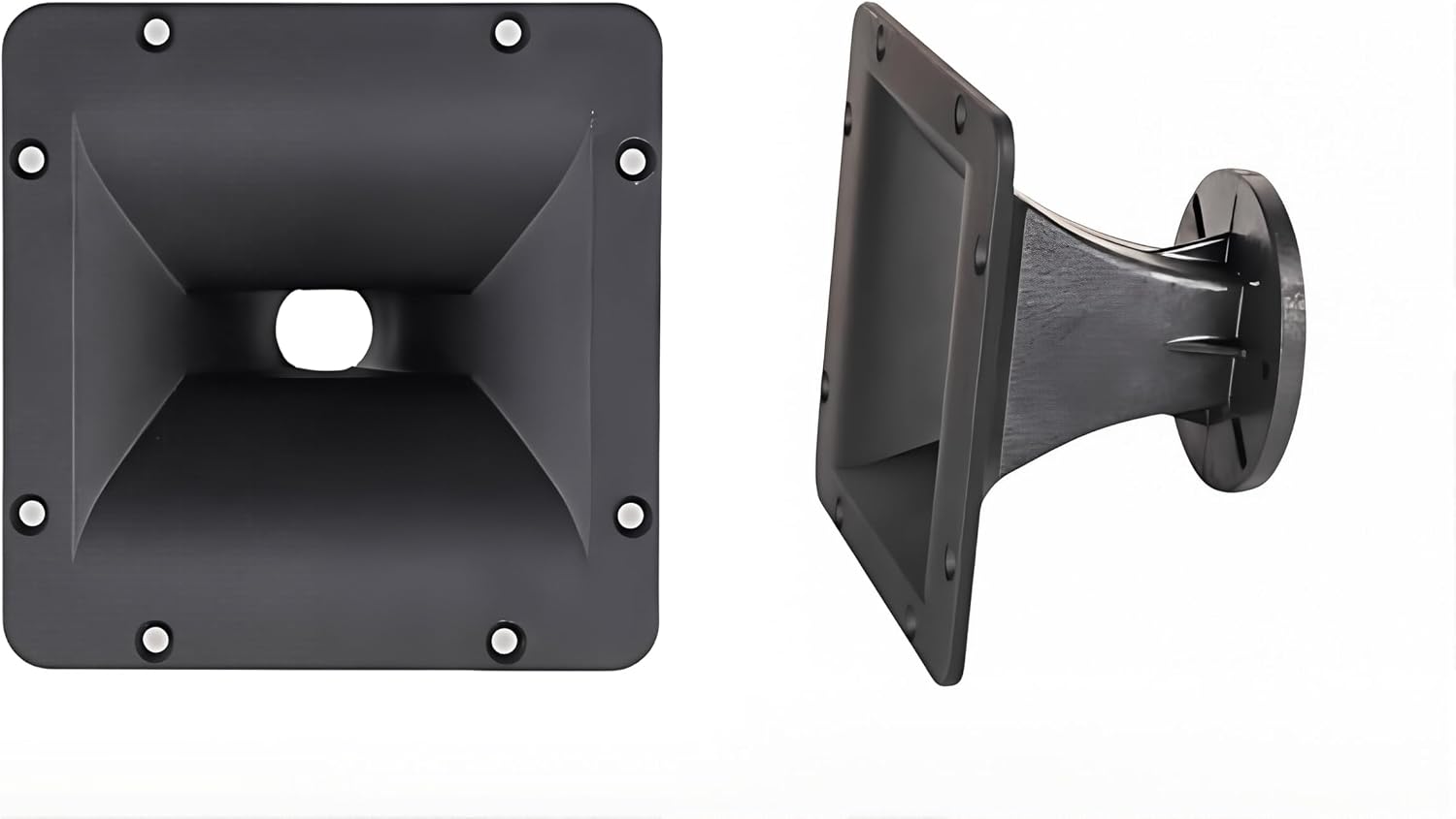 2Pcs 5in Flat Horn Tweeter, 120mm x 120mm ABS Horn Speaker with Base Stage Horn Treble Speaker, Throat Diameter 1.02“