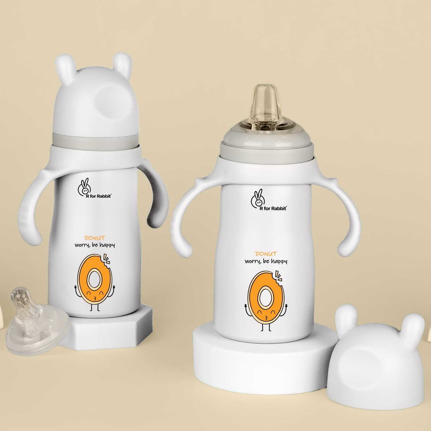 R for Rabbit Steebo Fusion Premium Stainless Steel Spout Cup for Baby, Leak & Spill Proof BPA Free Soft Silicone Straw Drinking Spout Sipper Bottle for Baby Boy & Girl of 6+ Months (270ml, Beige)-picture-19